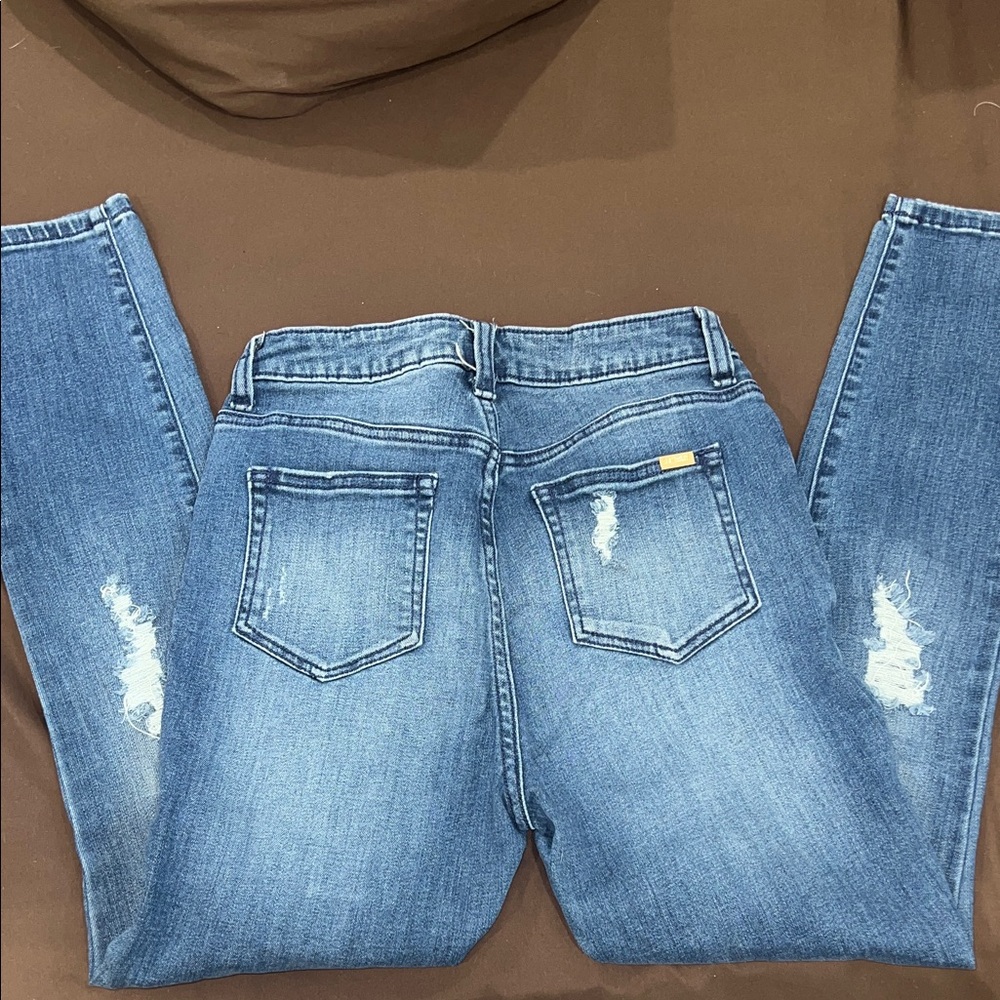 Jennifer Lopez Distressed Blue Skinny Jeans